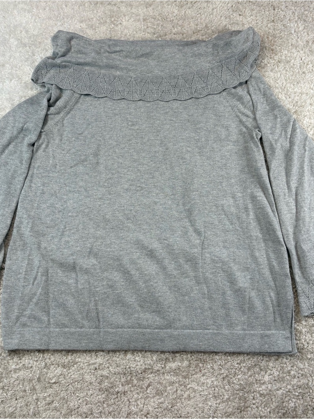 Leo & Nicole Gray Fold-Over Cowl Neck Sweater